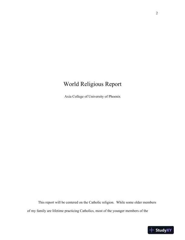 World Religious Report - Axia College of University of Phoenix - Page 3 preview image