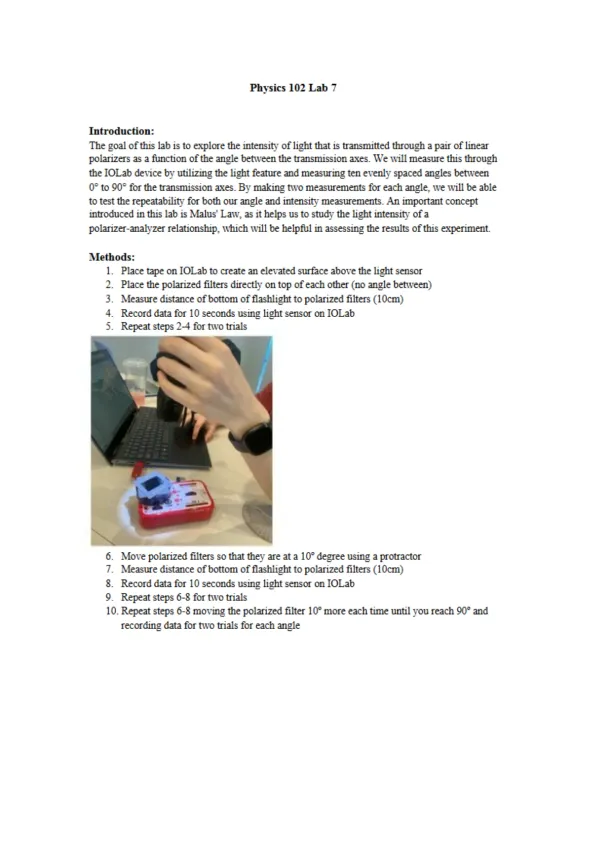 Exploring Light Intensity Through Polarizers - Page 1 preview image