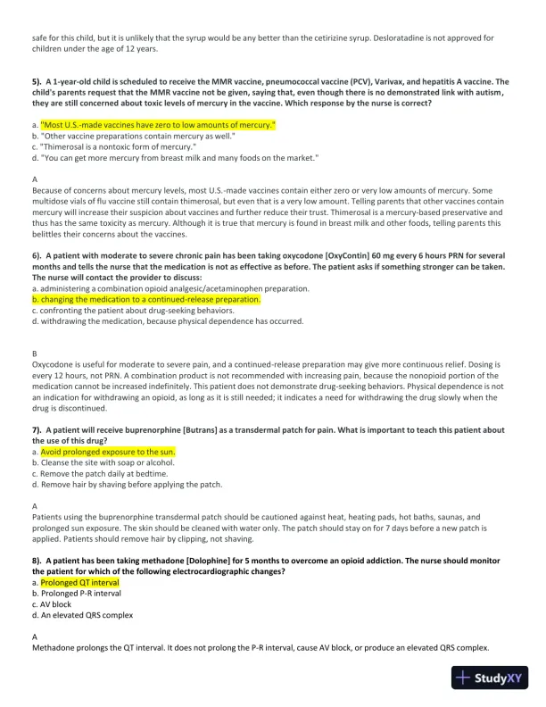 NGR6172 Pharmacology Midterm Exam with Answers (80 Solved Questions) - Page 3 preview image
