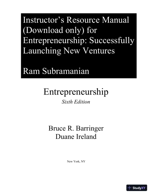 Entrepreneurship: Successfully Launching New Ventures, 6th Edition Solution Manual - Page 6 preview image
