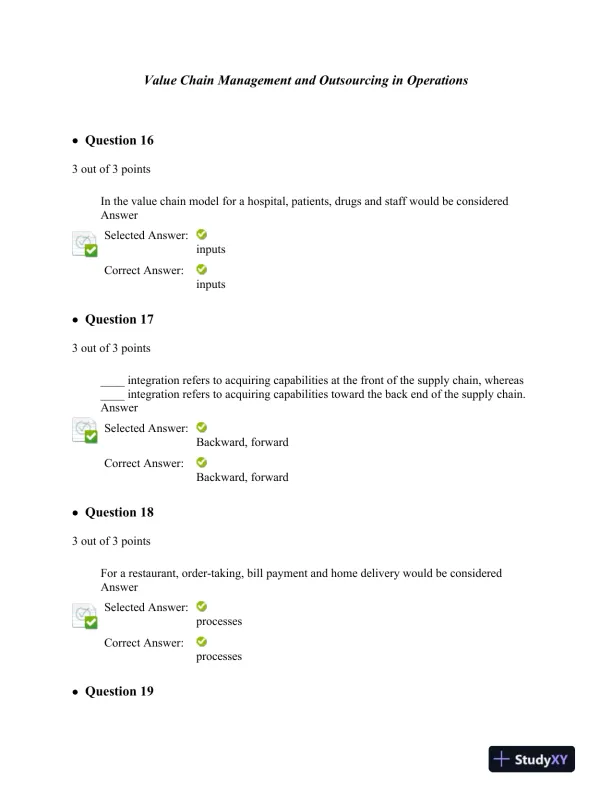 Value Chain Management and Outsourcing in Operations - Page 1 preview image