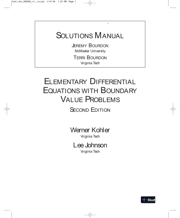 Solution Manual for Elementary Differential Equations with Boundary Value Problems, 2nd Edition - Page 1 preview image