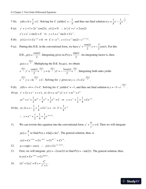 Solution Manual for Elementary Differential Equations with Boundary Value Problems, 2nd Edition - Page 11 preview image