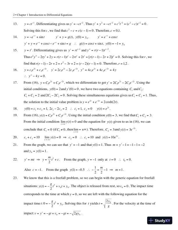 Solution Manual for Elementary Differential Equations with Boundary Value Problems, 2nd Edition - Page 5 preview image