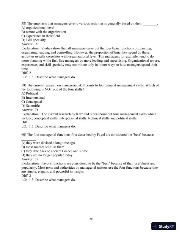 Test Bank for Fundamentals of Management , 10th Edition - Page 21 preview image
