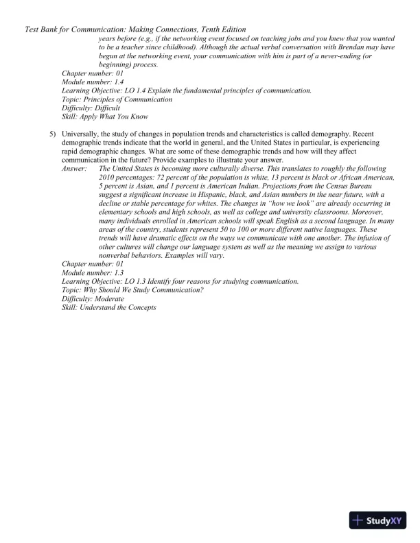 Test Bank for Communication: Making Connections, 10th Edition - Page 18 preview image
