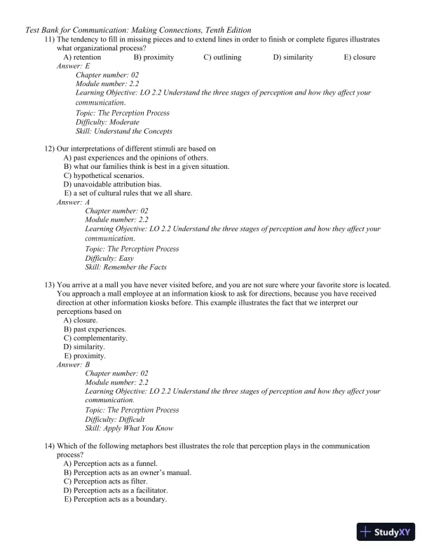 Test Bank for Communication: Making Connections, 10th Edition - Page 22 preview image
