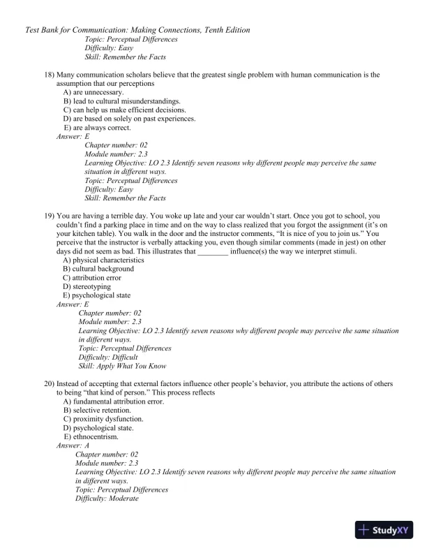 Test Bank for Communication: Making Connections, 10th Edition - Page 24 preview image
