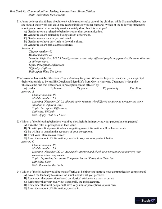 Test Bank for Communication: Making Connections, 10th Edition - Page 25 preview image