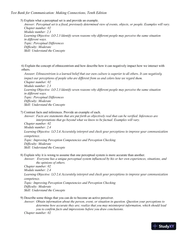 Test Bank for Communication: Making Connections, 10th Edition - Page 31 preview image