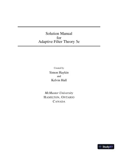 Solution Manual for Adaptive Filter Theory, 5th Edition - Page 1 preview image