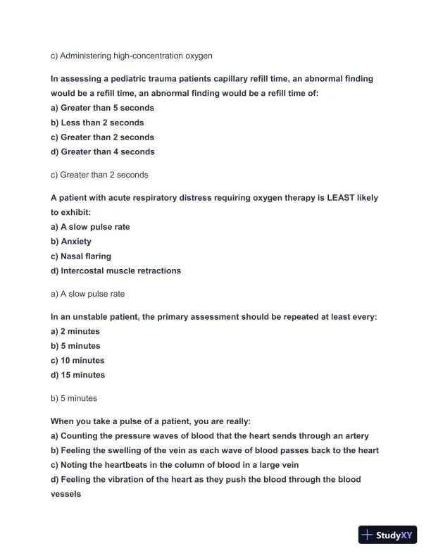 2024-2025 NYS EMT Practice Exam with Answers (98 Solved Questions) - Page 9 preview image