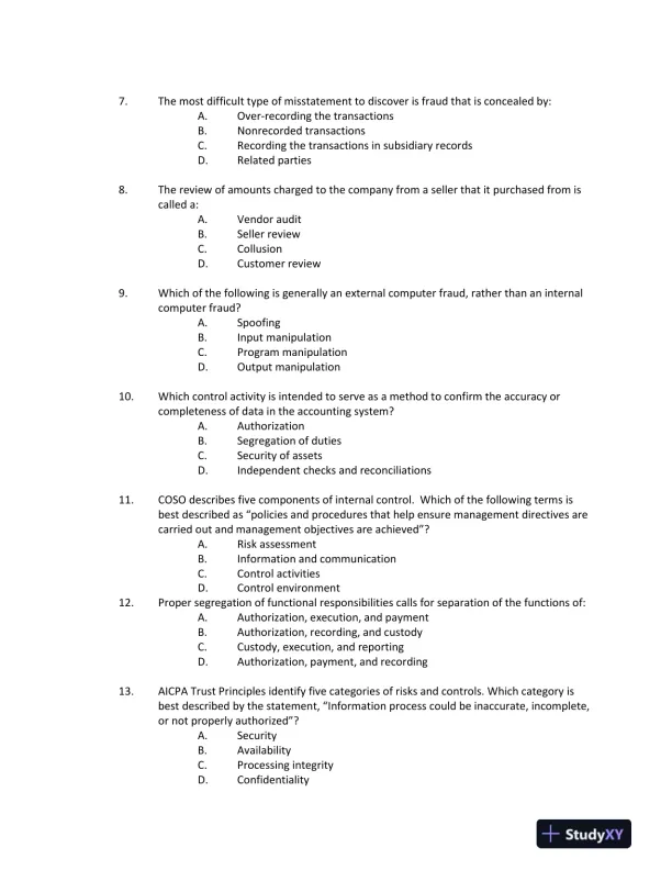 Accounting Information Systems: The Processes and Controls 2nd Edition Test Bank - Page 16 preview image