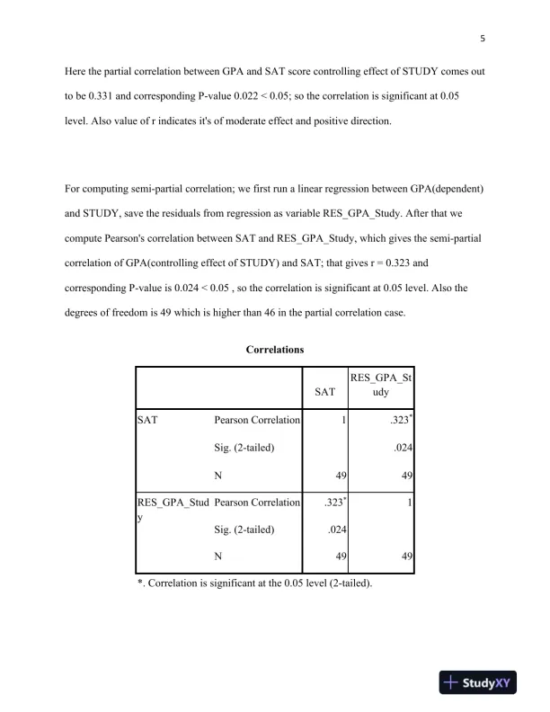 Statistical Analysis of Factors Influencing GPA: Pearson and Spearman Correlations, Regression Models, and Interpretation - Page 6 preview image