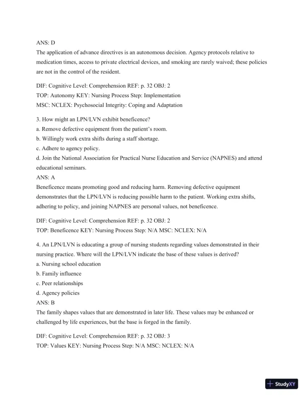 Test Bank For Introduction To Medical-Surgical Nursing, 6th Edition - Page 27 preview image