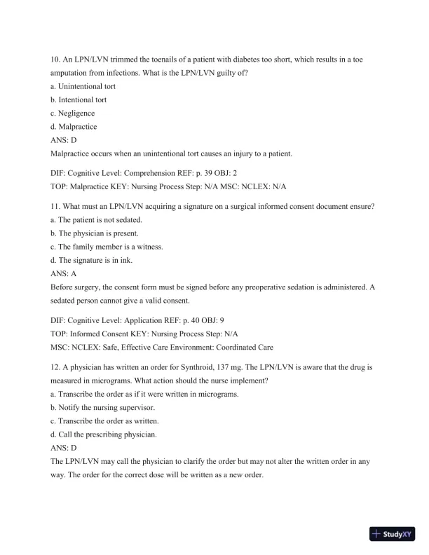 Test Bank For Introduction To Medical-Surgical Nursing, 6th Edition - Page 30 preview image