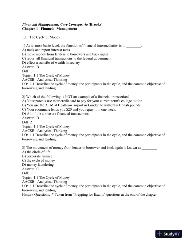 Test Bank for Financial Management: Core Concepts, 4th Edition - Page 3 preview image