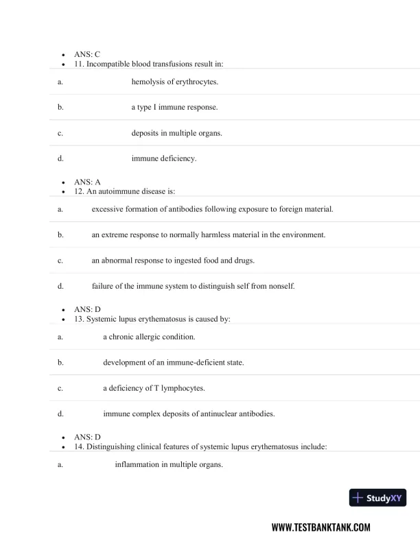 Pathophysiology of Disease: An Introduction to Clinical Medicine 8th Edition Test Bank - Page 27 preview image