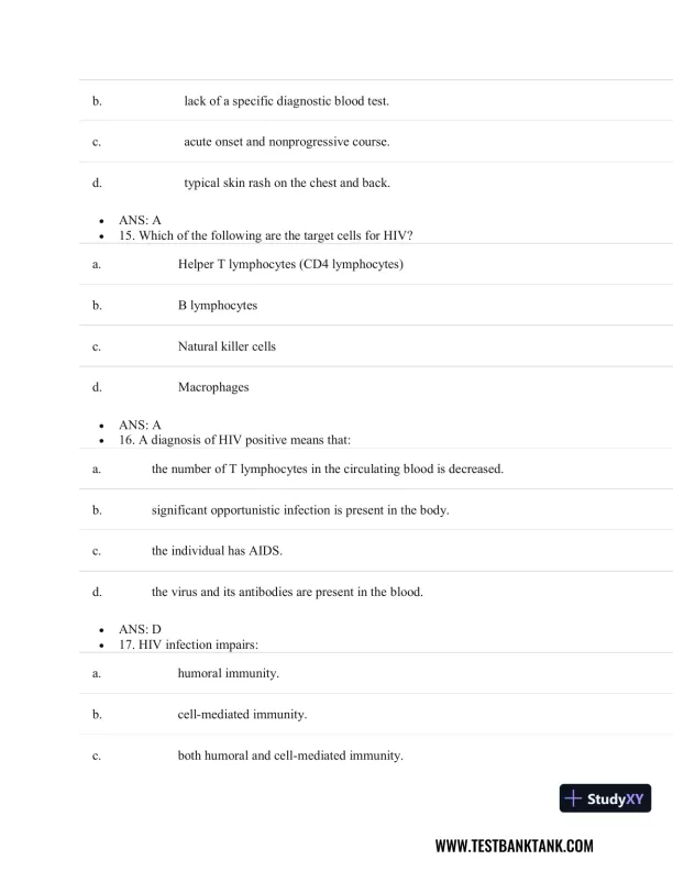 Pathophysiology of Disease: An Introduction to Clinical Medicine 8th Edition Test Bank - Page 28 preview image