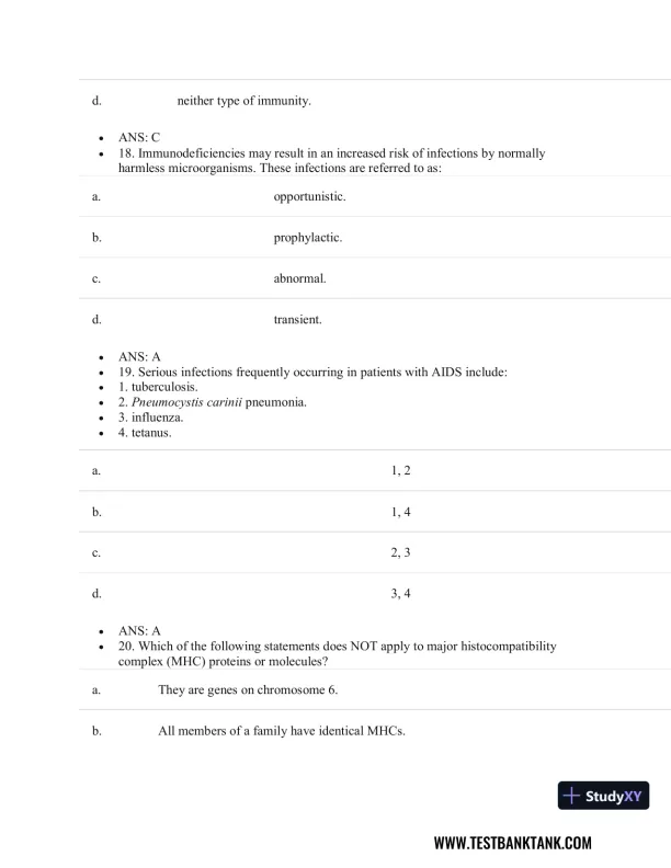 Pathophysiology of Disease: An Introduction to Clinical Medicine 8th Edition Test Bank - Page 29 preview image