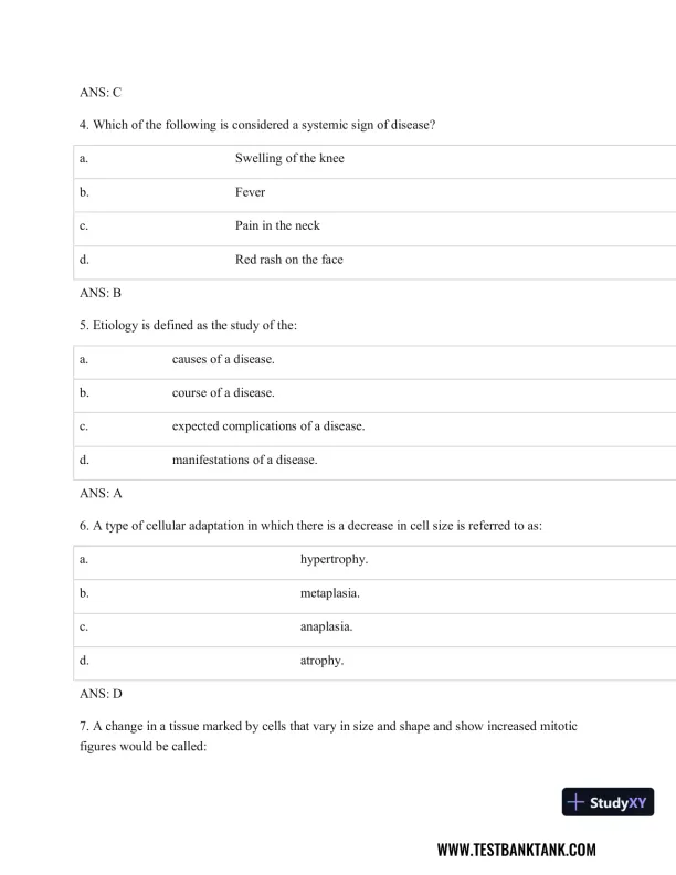 Pathophysiology of Disease: An Introduction to Clinical Medicine 8th Edition Test Bank - Page 3 preview image