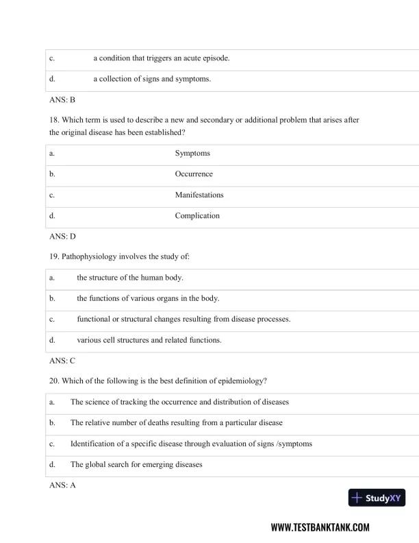 Pathophysiology of Disease: An Introduction to Clinical Medicine 8th Edition Test Bank - Page 7 preview image