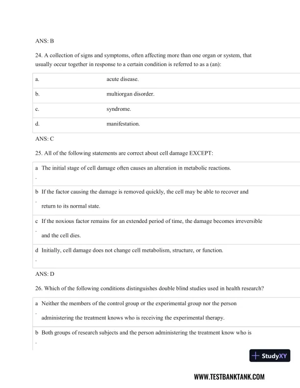 Pathophysiology of Disease: An Introduction to Clinical Medicine 8th Edition Test Bank - Page 9 preview image