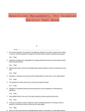 Operations Management, 5th Canadian Edition Test Bank