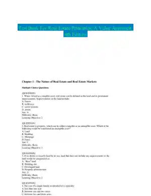 Test Bank For Real Estate Principles: A Value Approach, 4th Edition