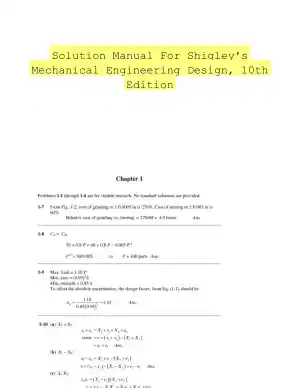 Solution Manual For Shigley's Mechanical Engineering Design, 10th Edition