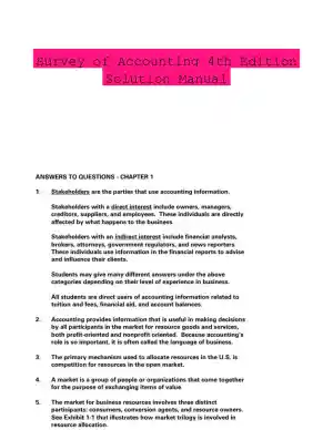 Survey of Accounting 4th Edition Solution Manual