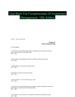 Test Bank For Fundamentals Of Investment Management, 10th Edition