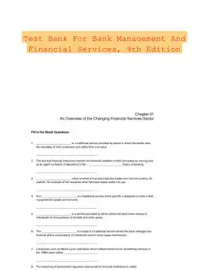 Test Bank For Bank Management And Financial Services, 9th Edition