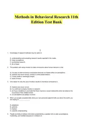 Methods in Behavioral Research 11th Edition Test Bank