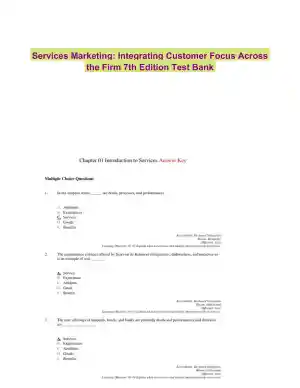 Services Marketing: Integrating Customer Focus Across the Firm 7th Edition Test Bank