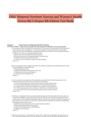 Olds' Maternal-Newborn Nursing and Women's Health Across the Lifespan 8th Edition Test Bank