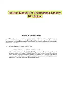 Solution Manual For Engineering Economy, 16th Edition