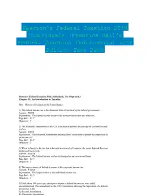 Pearson's Federal Taxation 2018 Individuals (Prentice Hall's Federal Taxation Individuals) 31st Edition Test Bank