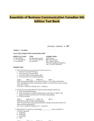 Essentials of Business Communication Canadian 6th Edition Test Bank