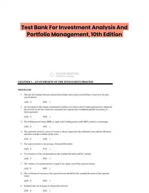 Test Bank For Investment Analysis And Portfolio Management, 10th Edition