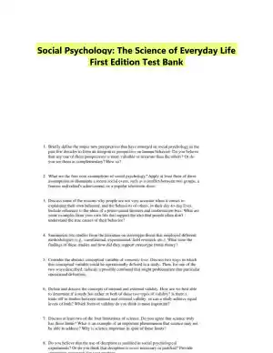 Social Psychology: The Science of Everyday Life First Edition Test Bank