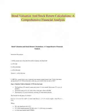 Bond Valuation And Stock Return Calculations: A Comprehensive Financial Analysis