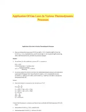 Application Of Gas Laws In Various Thermodynamic Processes
