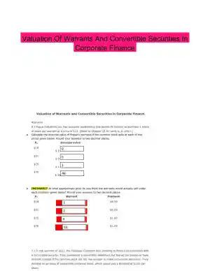 Valuation Of Warrants And Convertible Securities In Corporate Finance