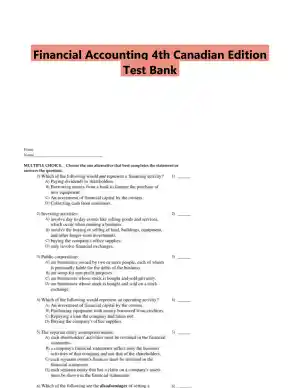 Financial Accounting 4th Canadian Edition Test Bank