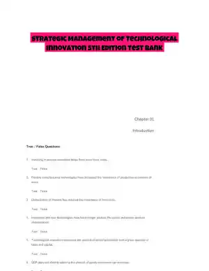 Strategic Management of Technological Innovation 5th Edition Test Bank