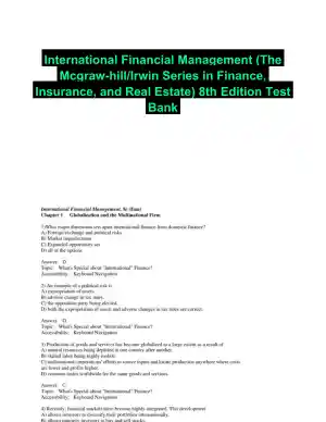 International Financial Management (The Mcgraw-hill/Irwin Series in Finance, Insurance, and Real Estate) 8th Edition Test Bank