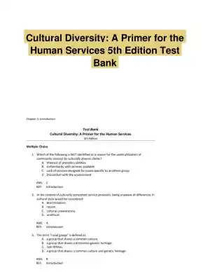 Cultural Diversity: A Primer for the Human Services 5th Edition Test Bank
