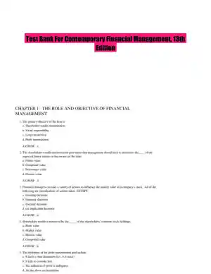 Test Bank For Contemporary Financial Management, 13th Edition