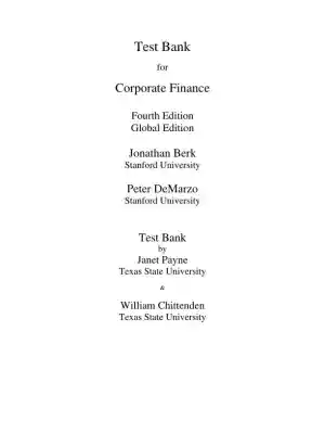 Corporate Finance, Global Second Edition Test Bank